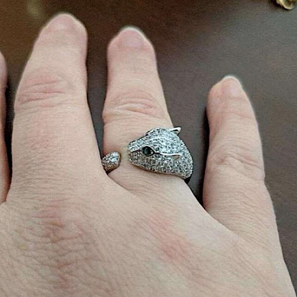 SILVER PANTHER ZIRCON RING - Picture 7 of 11